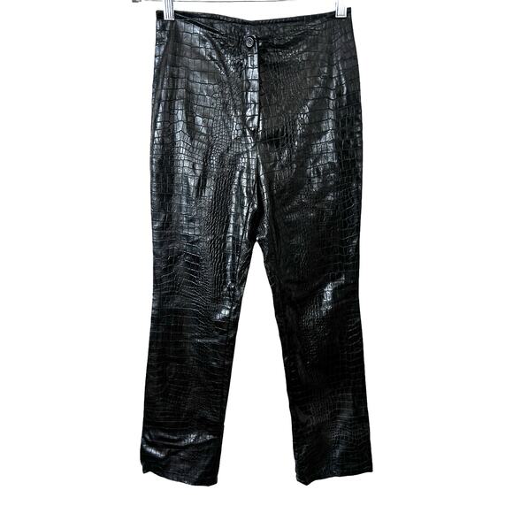 Morgan De Toi Faux Leather Pants Black Crocodile Straight‎ Leg Size 36 EU Small - Picture 1 of 11